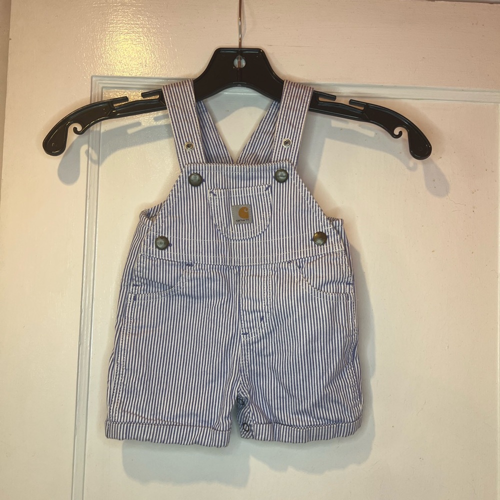 Carhartt Kids Overalls in Blue and White Stripes